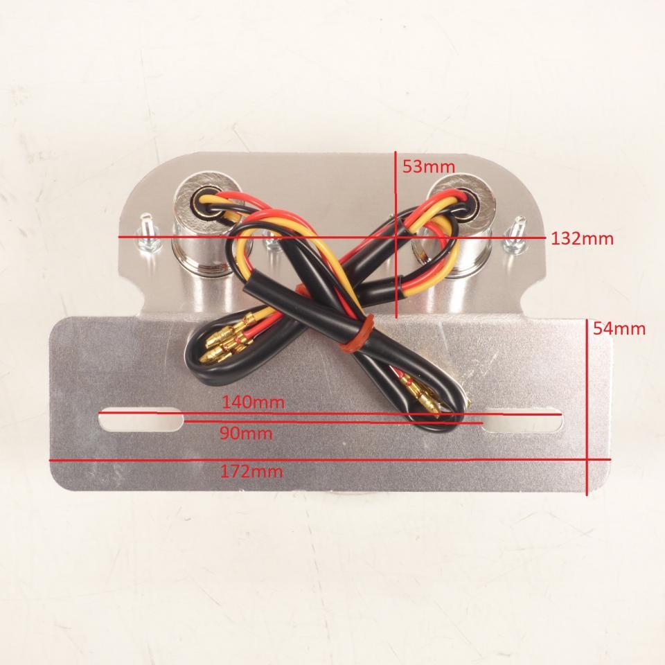Double feu arrière rond avec support de plaque alu pour moto custom cyclo mobylette
