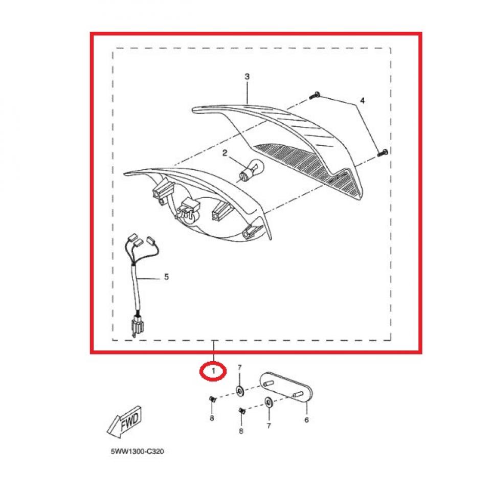 Feu arrière pour scooter MBK 50 Booster 5WW-H4700-10 5WW-H4700-00 Neuf