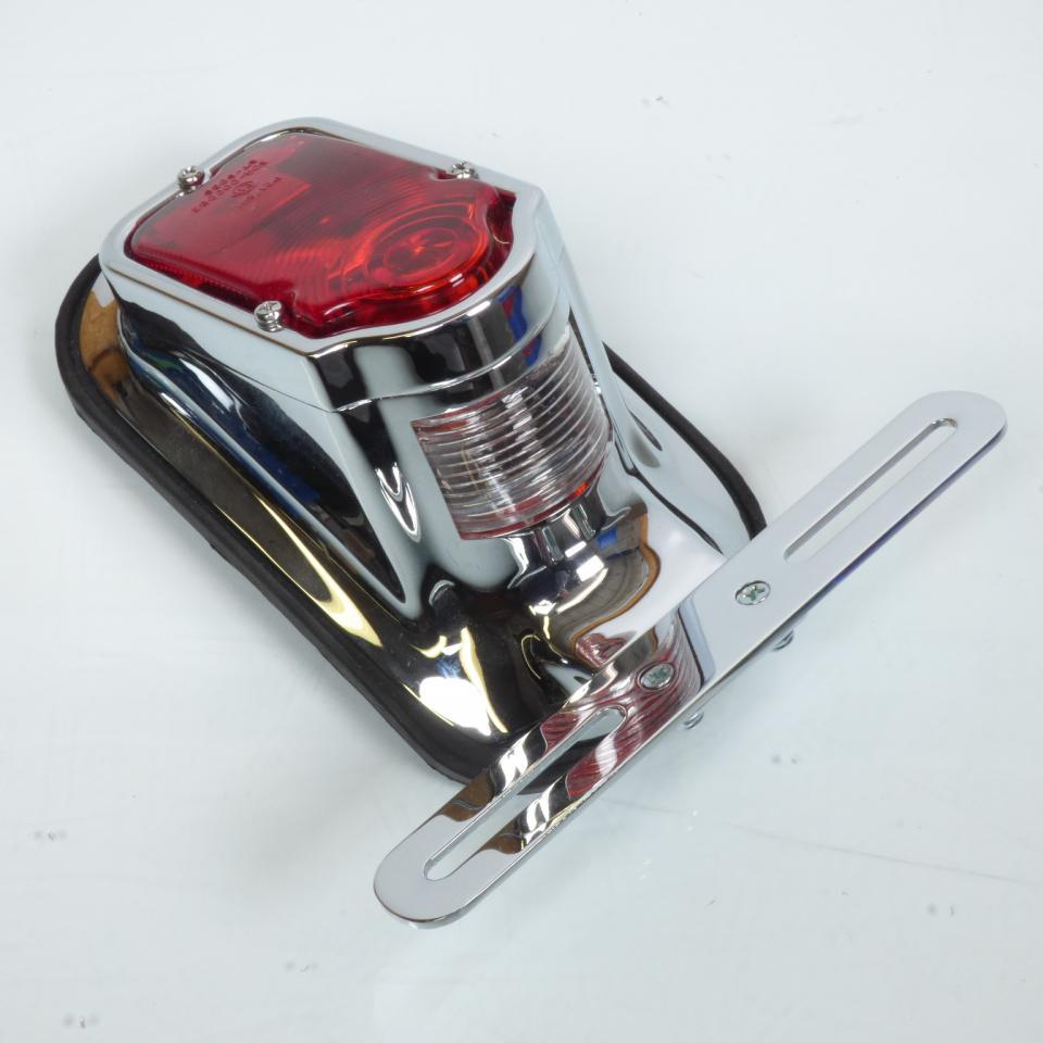 Feu arrière chromé stop éclairage rouge homologué CE pour moto custon 12V 21/5W