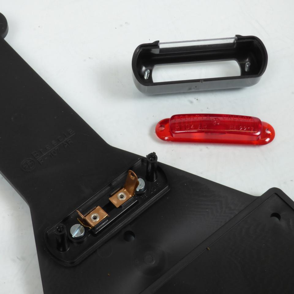 Feu arrière rectangle rouge + bavette caoutchouc souple pour moto enduro vintage