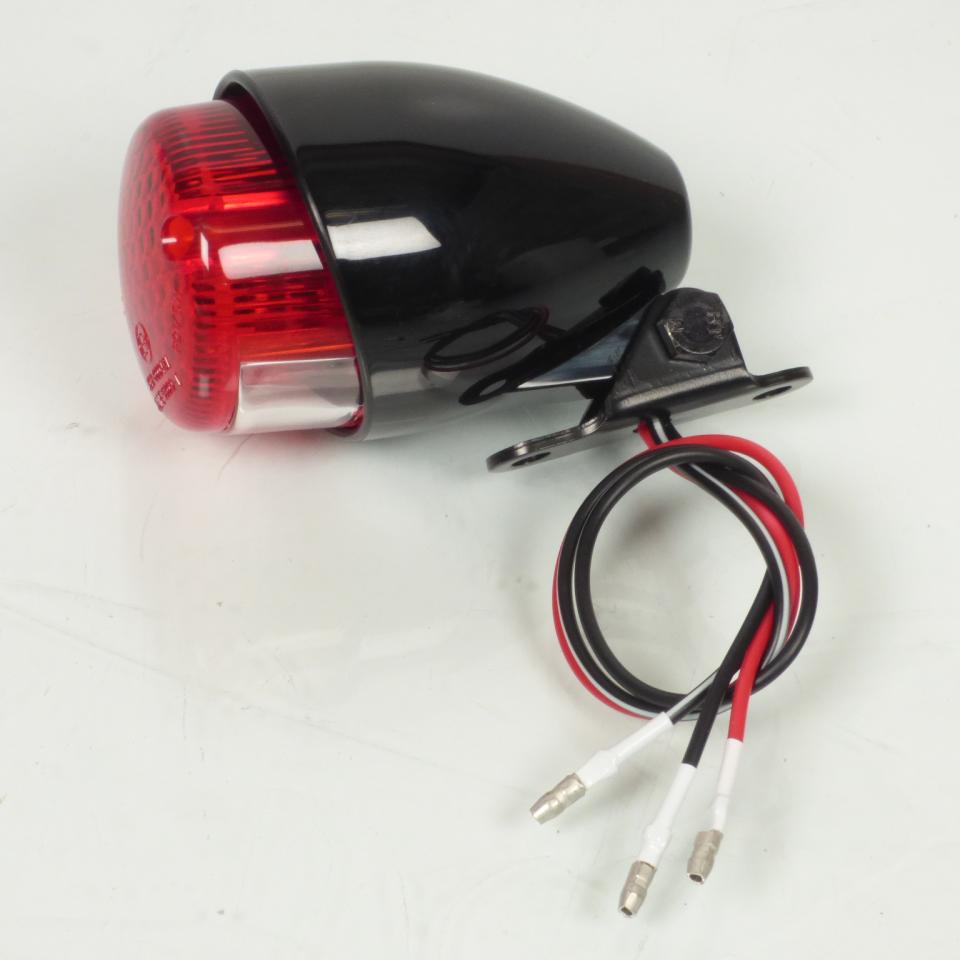 Feu arrière rond rouge et noir à ampoule Brazoline modèle Texas pour moto neuf