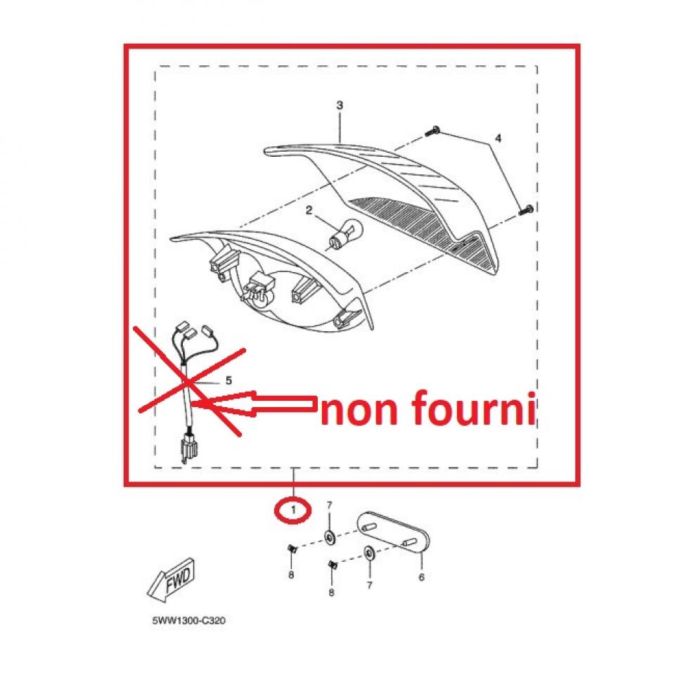 Feu arrière pour scooter MBK 50 Booster 5WW-H4700-10 5WW-H4700-00 Neuf