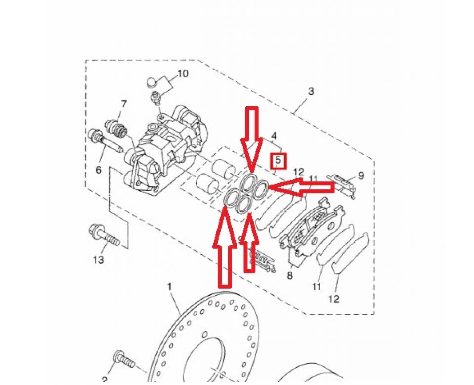 Kit réparation étrier de frein origine pour moto Yamaha 80 YZ 1974 à 1999 AV / 1LR-W0047-00-00 / 4ES-25803-10-00 Neuf