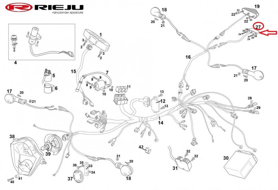 Éclairage de plaque Led pour moto Rieju 50 MRT Après 2022 0/000.150.6001 neuf