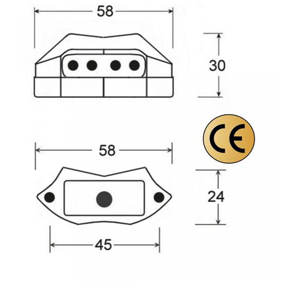 Éclairage de plaque 4 LED 12V gris alu homologué One pour moto scooter cyclo Neuf