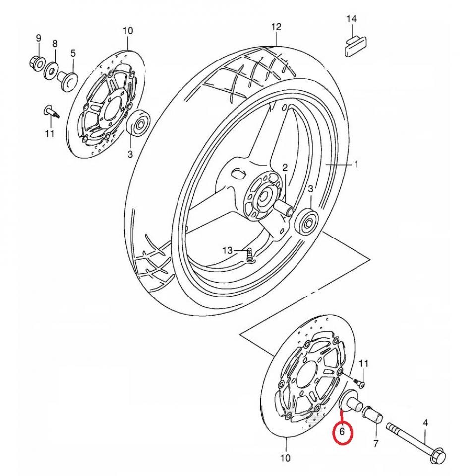 Entretoise de roue origine pour moto Suzuki 750 Gsx-F 54750-08F00 Neuf