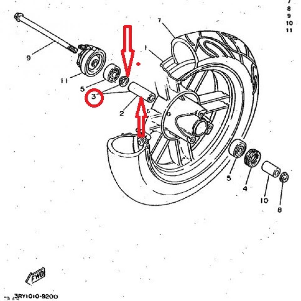 Entretoise de roue avant pour scooter MBK 50 Evolis 1994 4KH-W5115-17 Neuf