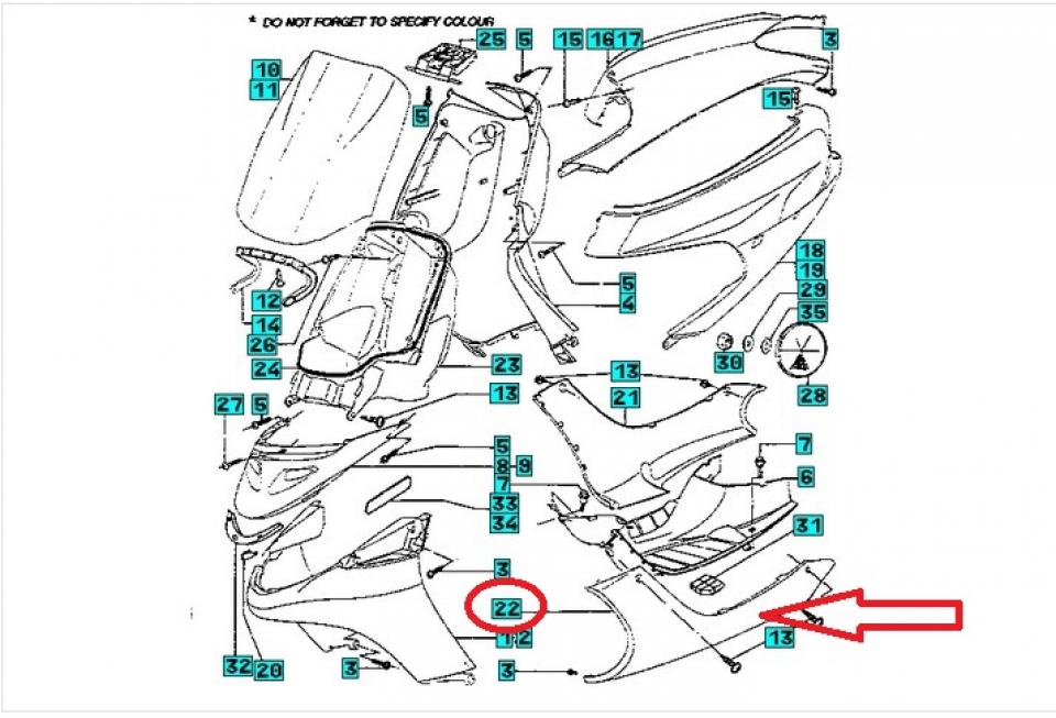 Sabot bas de caisse G pour scooter Peugeot 50 Zenith 1172933400 Bleu Neuf