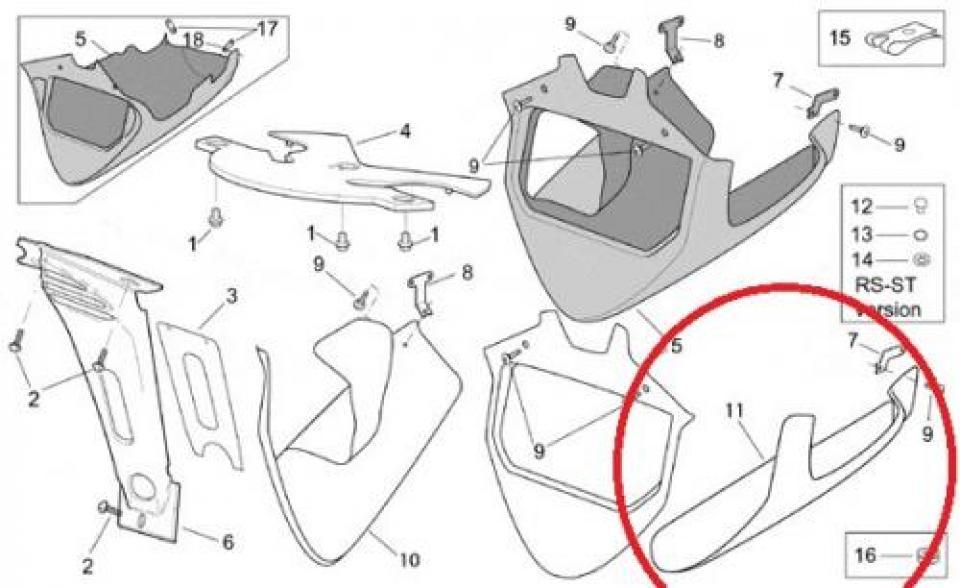 Sabot bas de caisse gauche origine pour Moto Aprilia 1000 RSV Tuono 2002 à 2005 AP8168221 Neuf
