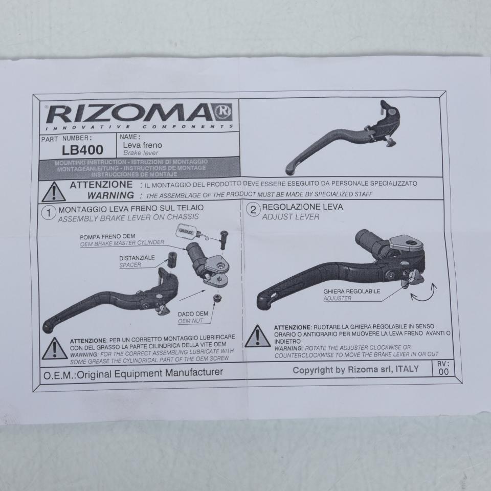 Levier frein droit Rizoma pour moto Triumph Street triple LB400A ALU POLI Neuf