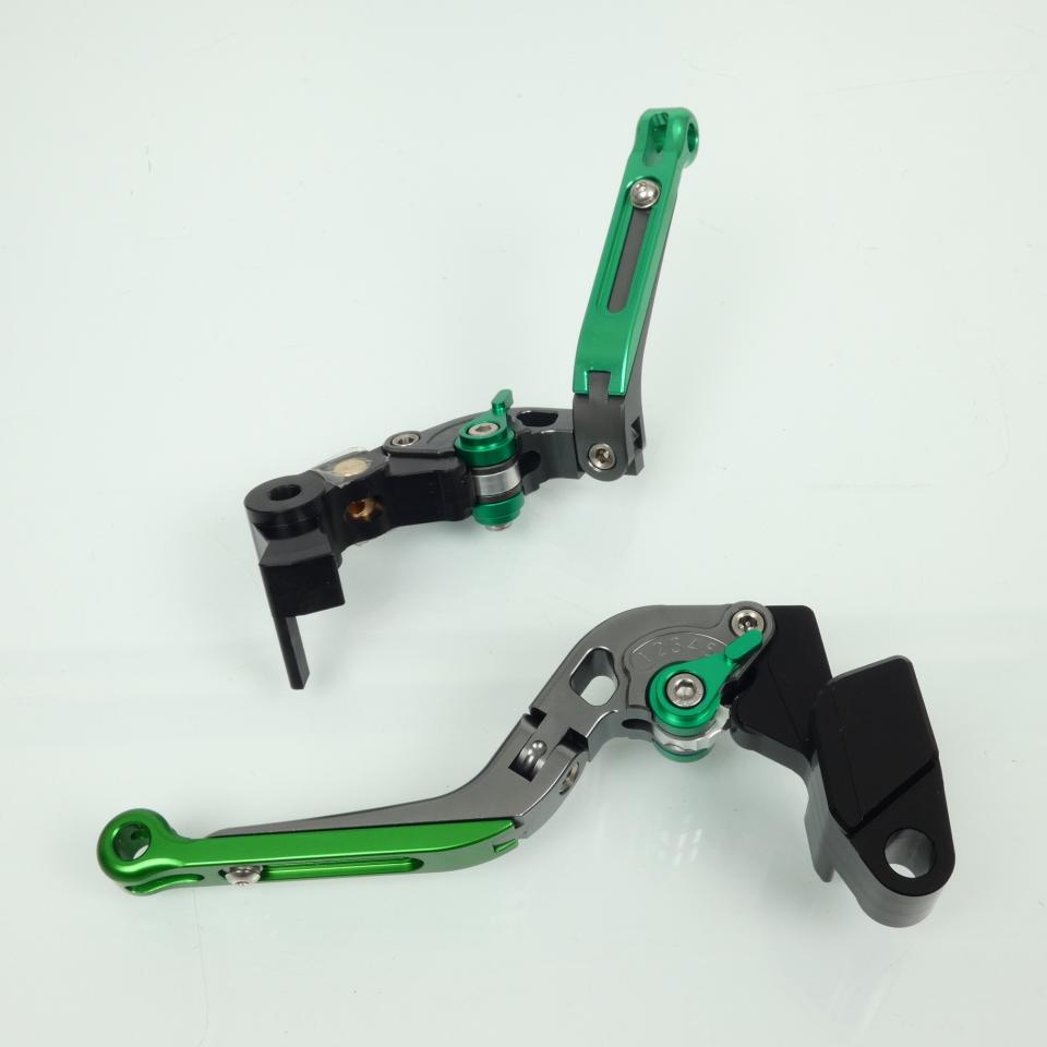Levier frein embrayage pour moto Kawasaki 1000 Z 2017 alu CNC gris vert Neuf