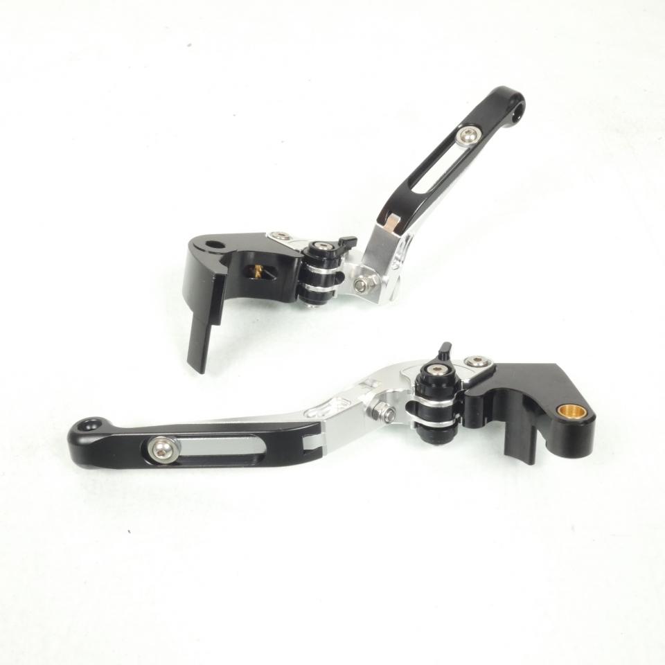Levier frein droit Sifam pour moto Honda 1000 Cbr Rr Fireblade 2008 à 2015 alu CNC noir argent/ paire Neuf