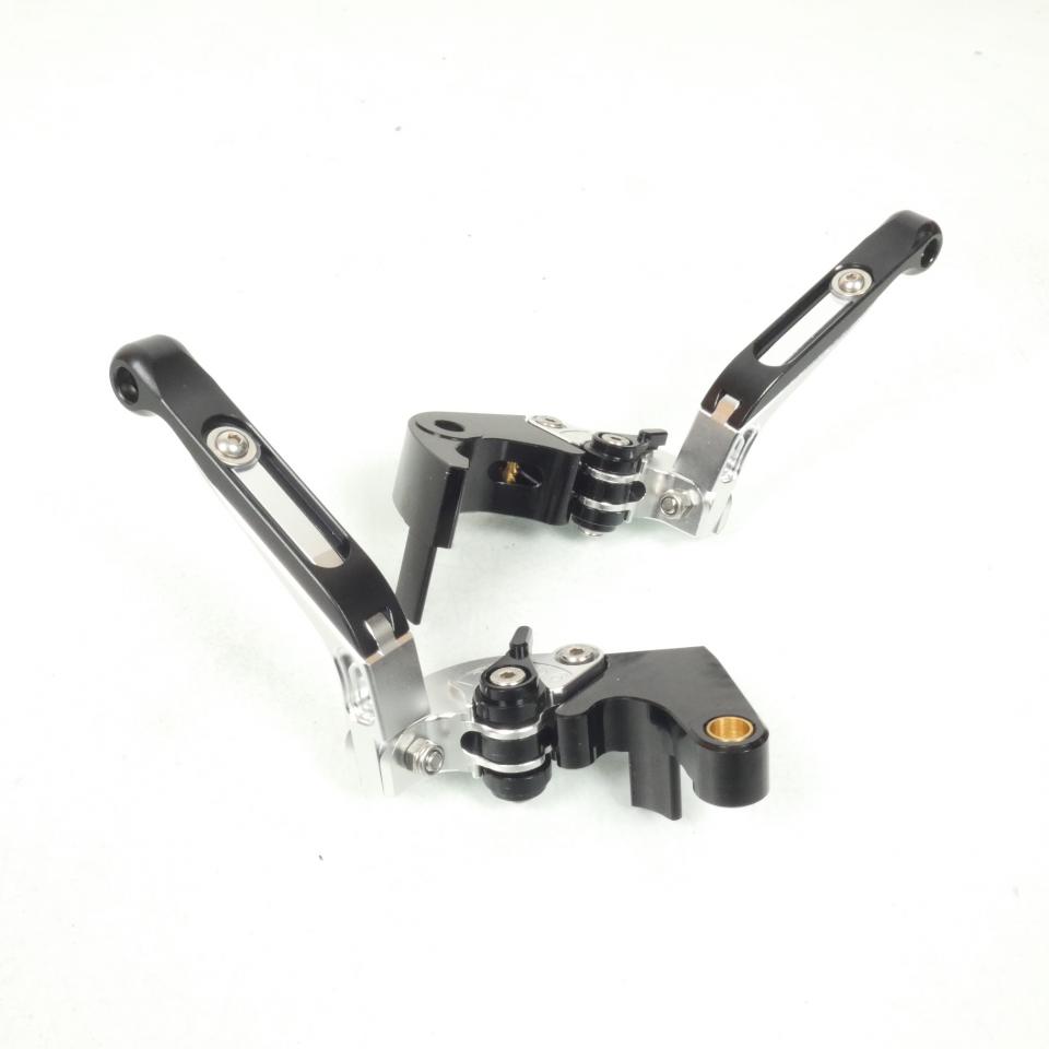 Levier frein droit Sifam pour moto Honda 1000 Cbr Rr Fireblade 2008 à 2015 alu CNC noir argent/ paire Neuf