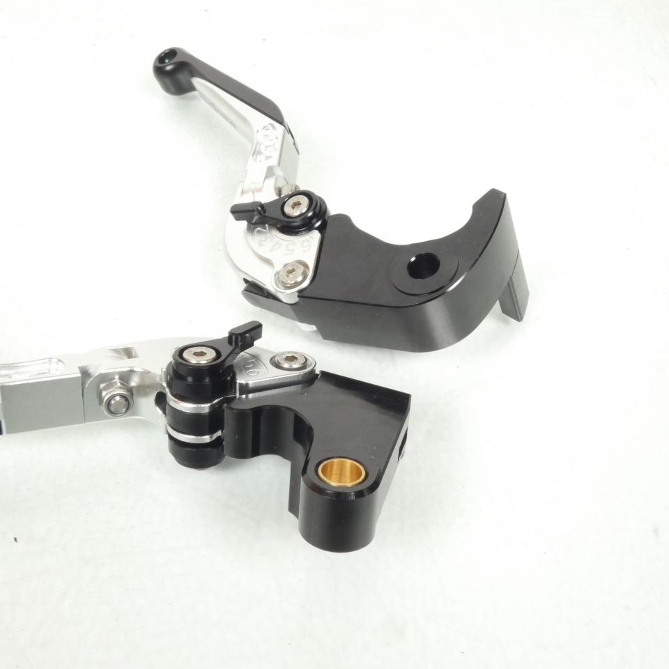 Levier frein droit Sifam pour moto Honda 1000 Cbr Rr Fireblade 2008 à 2015 alu CNC noir argent/ paire Neuf