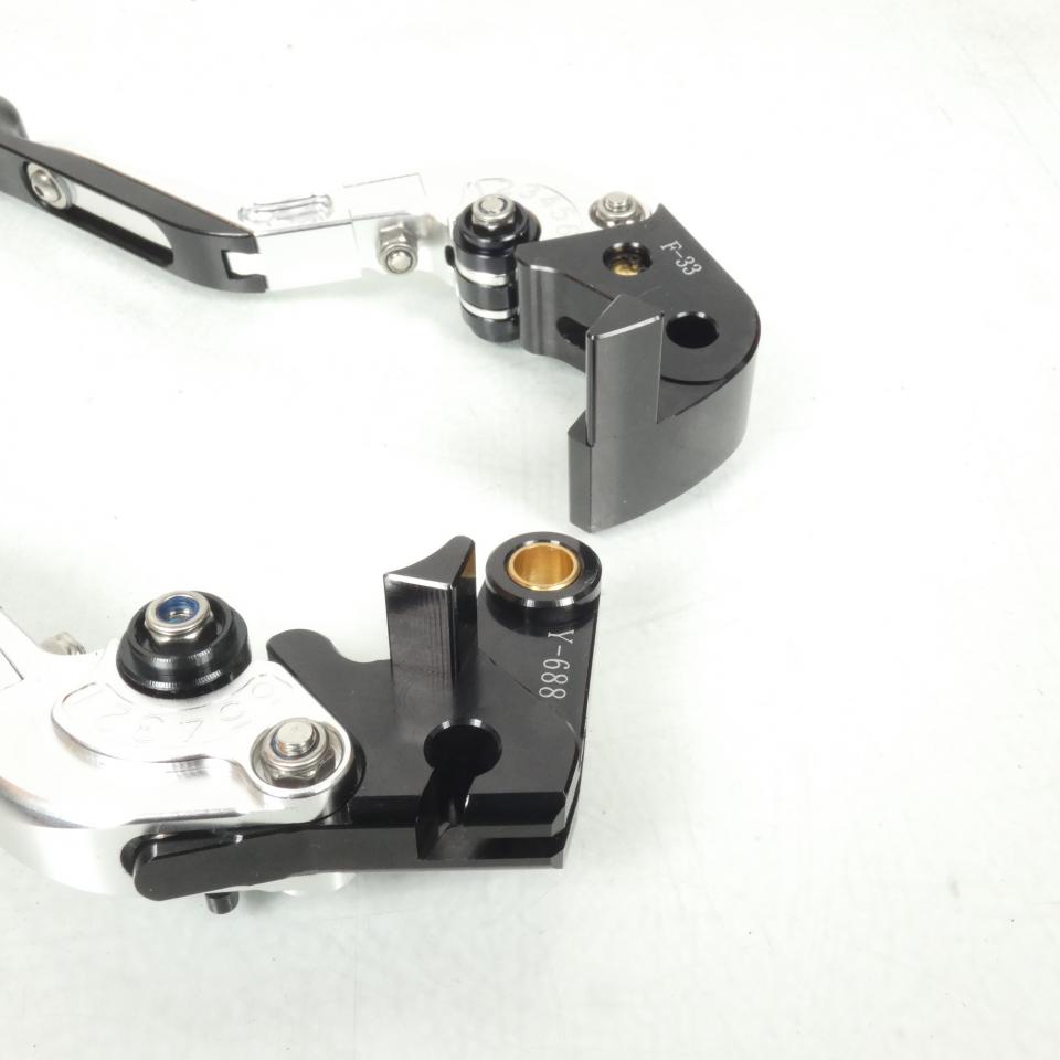Levier frein droit Sifam pour moto Honda 1000 Cbr Rr Fireblade 2008 à 2015 alu CNC noir argent/ paire Neuf
