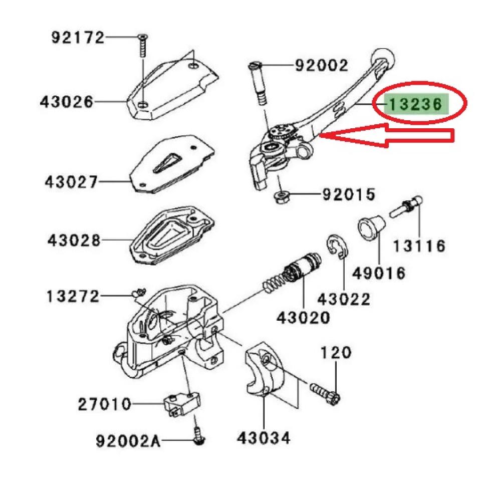 Levier frein droit pour moto Kawasaki 650 Er6-F 2009 à 2016 132360169 Neuf