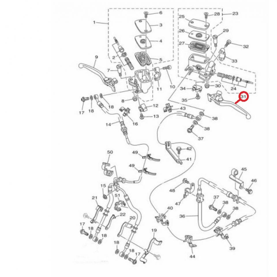 Levier frein gauche Myra pour scooter Yamaha 530 Xp T-Max Abs 2PW-83912-00 Neuf